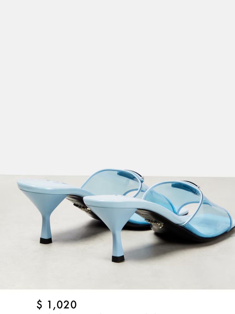 Prada Light Blue PVC Leather Slide Heels Miles Size 40 40.5 - Picture 3 of 8